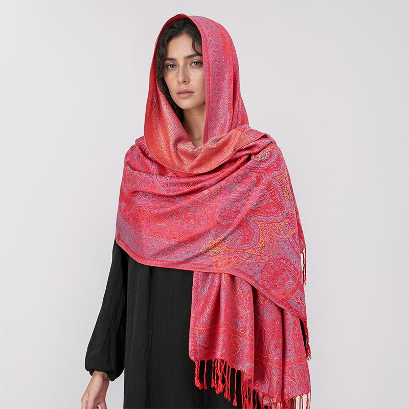 Winter Women Bufanda Jacquard Scarf  Printed Coquette Fashion Silky Long Shawl Ethnic Fringed Travel Scarves