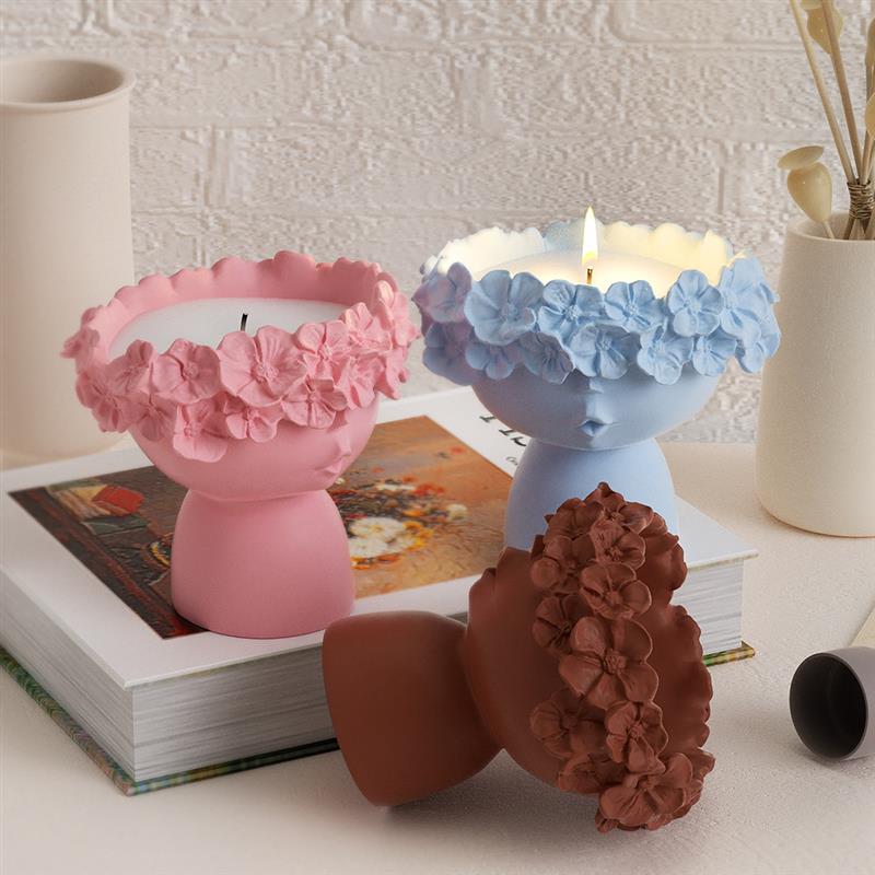Candlestick 3D Lotus Shaped Candle Silicone Mold Lotus Cake Chocolate Silicone Mold Flower Girl Resin Molds Home Decoration