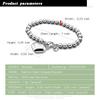 Fashion Women 925 Pure Silver Bangles Sterling Silver Round Beads Bracelet Minimalist Bell and Heart Pendant Prayer Beads Link Chain Bracelet for Men