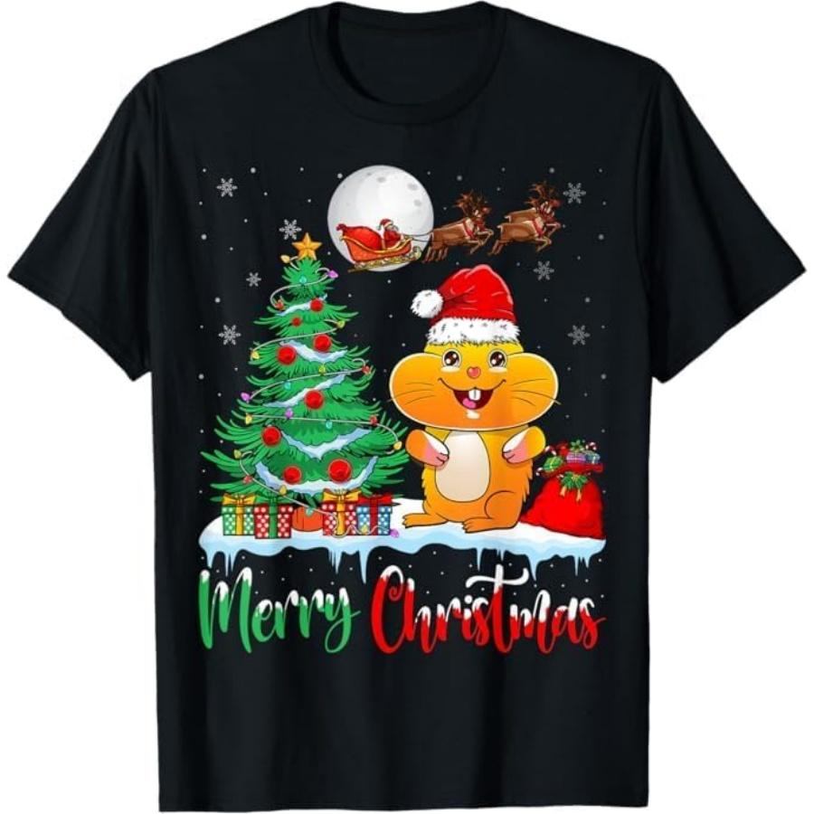 Hamster Wearing Santa Hat Xmas - Merry Christmas Hamster T-Shirt GIU1 Mens Womens Tank Top Sweatshirt Hoodie Longsleeve 751 Black XXXXXL разноцветный