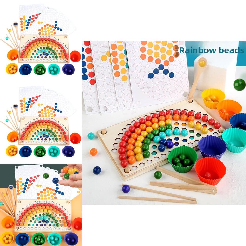 Wooden Rainbow Clamp Bead Fitting Toy For Kids Educational Logic Development And Parentchild Games