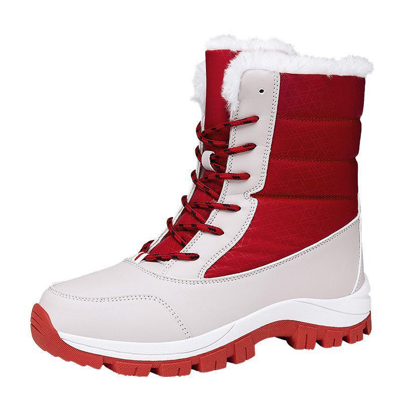 Women's Mid-Calf Fleece-Lined Waterproof Snow Boots - Non-Slip Thick-Soled Winter Ski Shoes