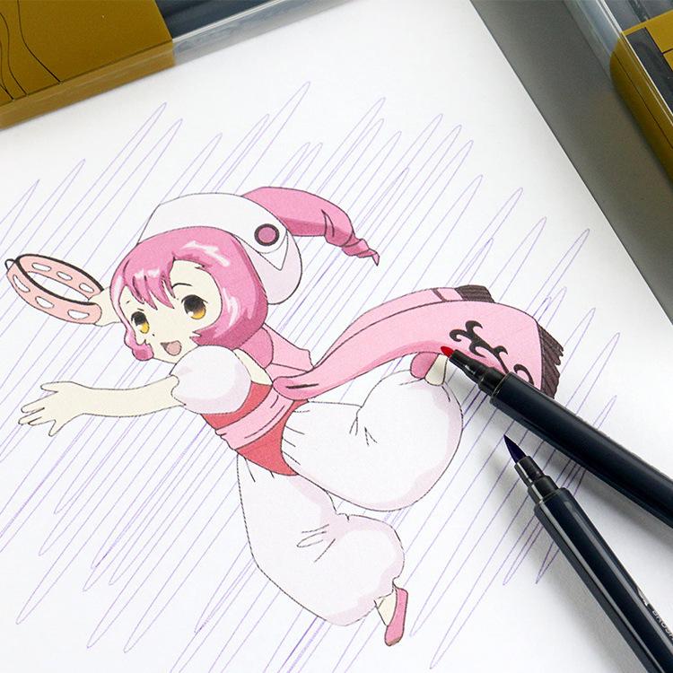 STA 3110 Watercolor Marker Set: Double-Ended Soft Tip, Water-Soluble, Washable Drawing Pens for Manga.