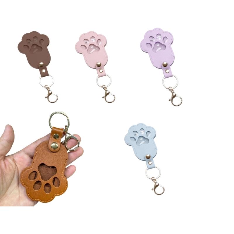 Pet Hair Memorial Keychain Photo Holder With Sturdy Waterproof PU Material For Pet Lovers Travel Essential