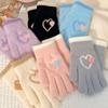 Thickened Warm Gloves Finger Exposed Full Finger Gloves Cute Cotton Mittens  Girl
