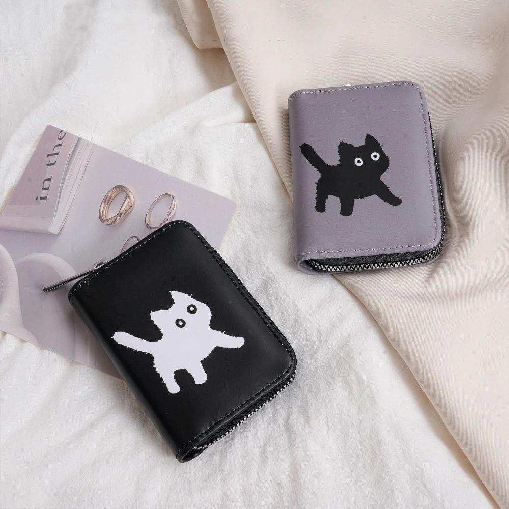 New Cat Short Wallet Large Capacity Multi Functional Card Holder Multi Slot Zipper Coin Purse
