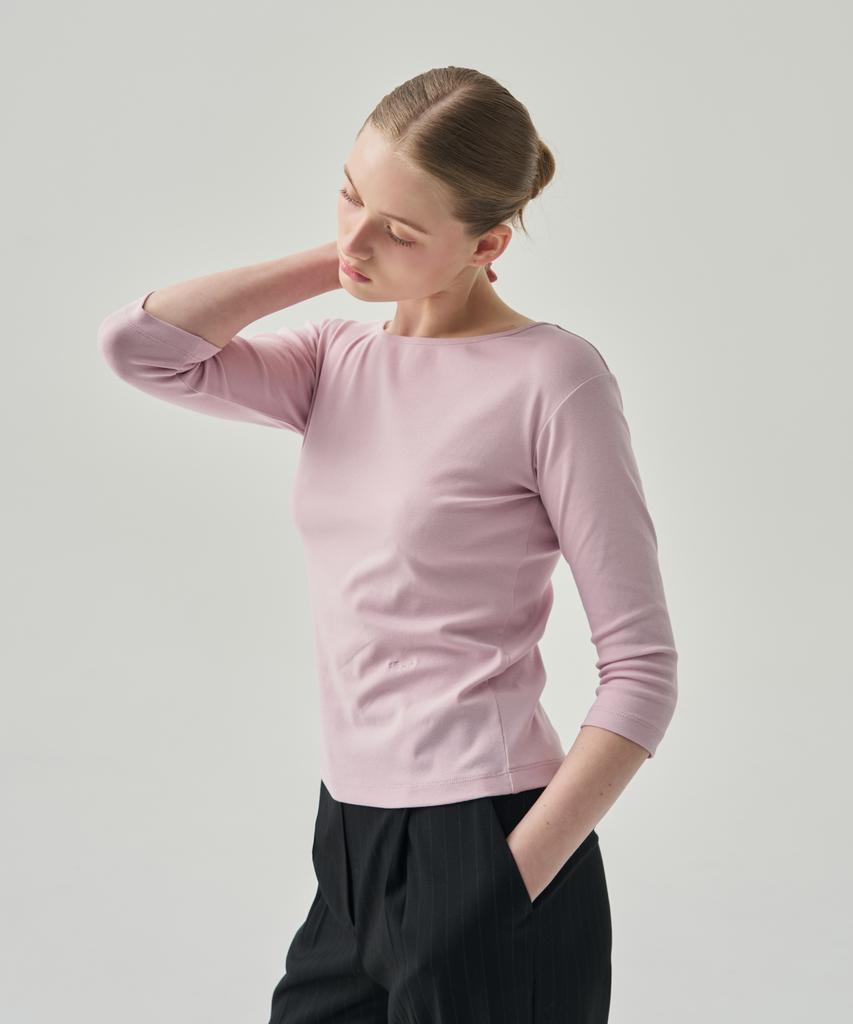 Deuloupisumeon Soft Basic Boat Neck T-Shirt [Lilac]