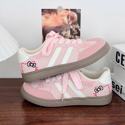 Cute KT Cat Embroidery German Training Shoes Women 2025 New Korean Niche Chic Versatile Board Shoes Casual Little White Shoes Women