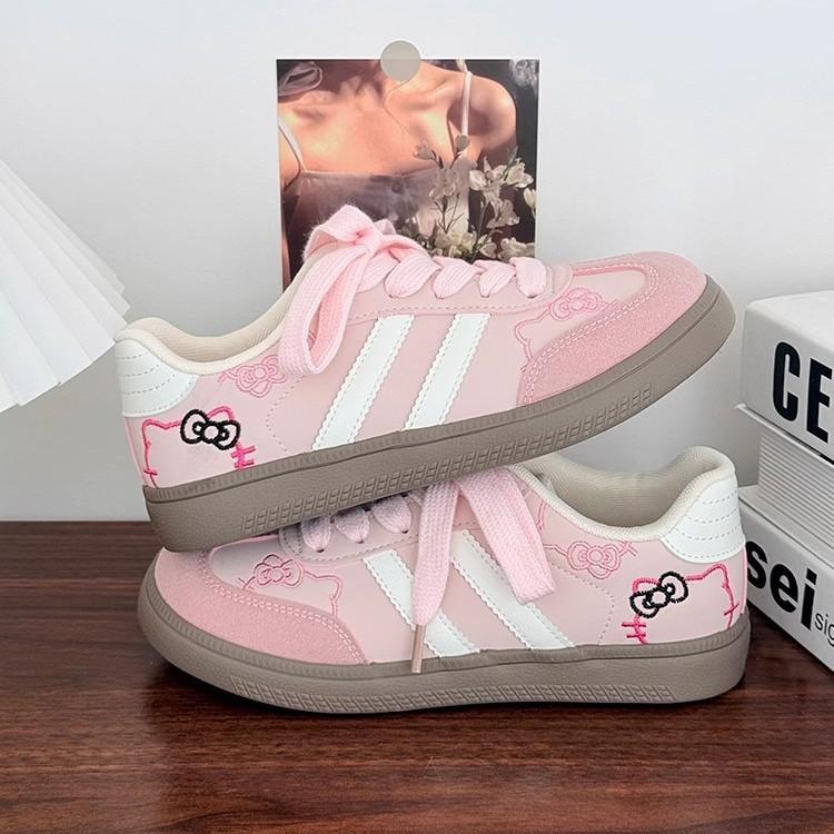 Cute KT cat embroidery German training shoes women 2025 new Korean niche chic versatile board shoes casual little white shoes women