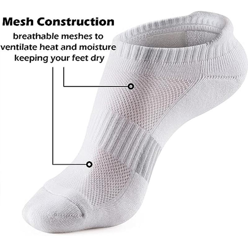 5 Pairs Womens Sport Ankle Socks Single Color Running Athletic Cushioned Sole Socks with Tab