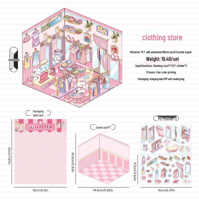 Fairy Tale Cottage 3D Landscape Stickers - Miniature Journal Decoration