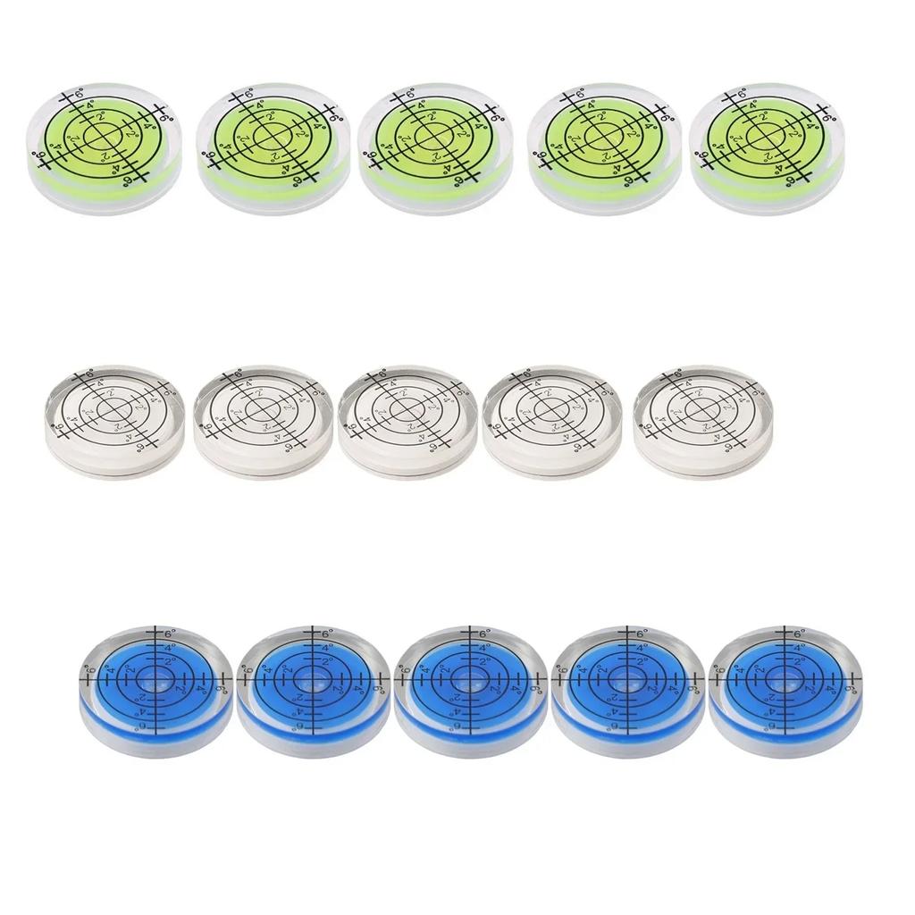 Set of 15 32mm Bubble Levels with Degree Mark for Spirit Level Circular Measuring Meter for Adjusting Office Machines and Toys