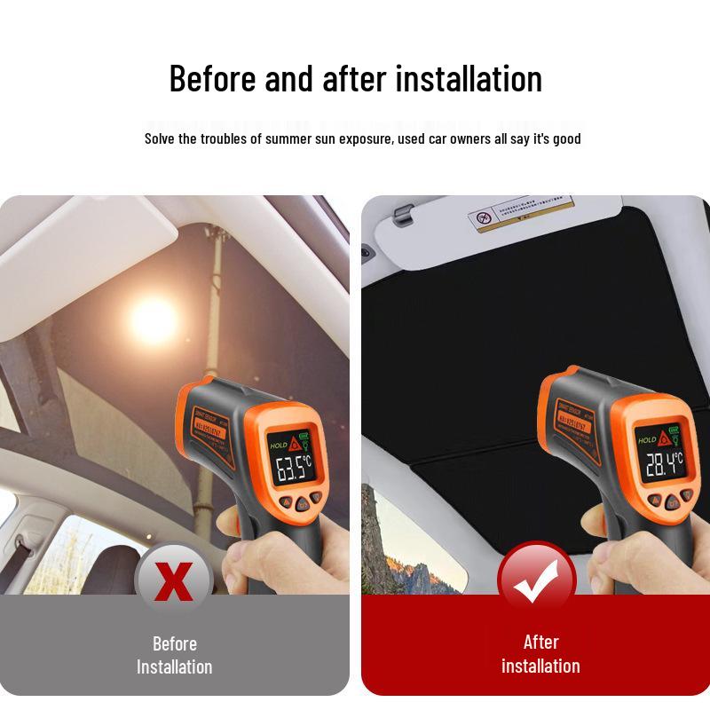 Tesla Model Y Sunroof Sunshade - Heat Insulation & Sun Protection with Buckle Design Model Y, Segmented Sunshade, Black