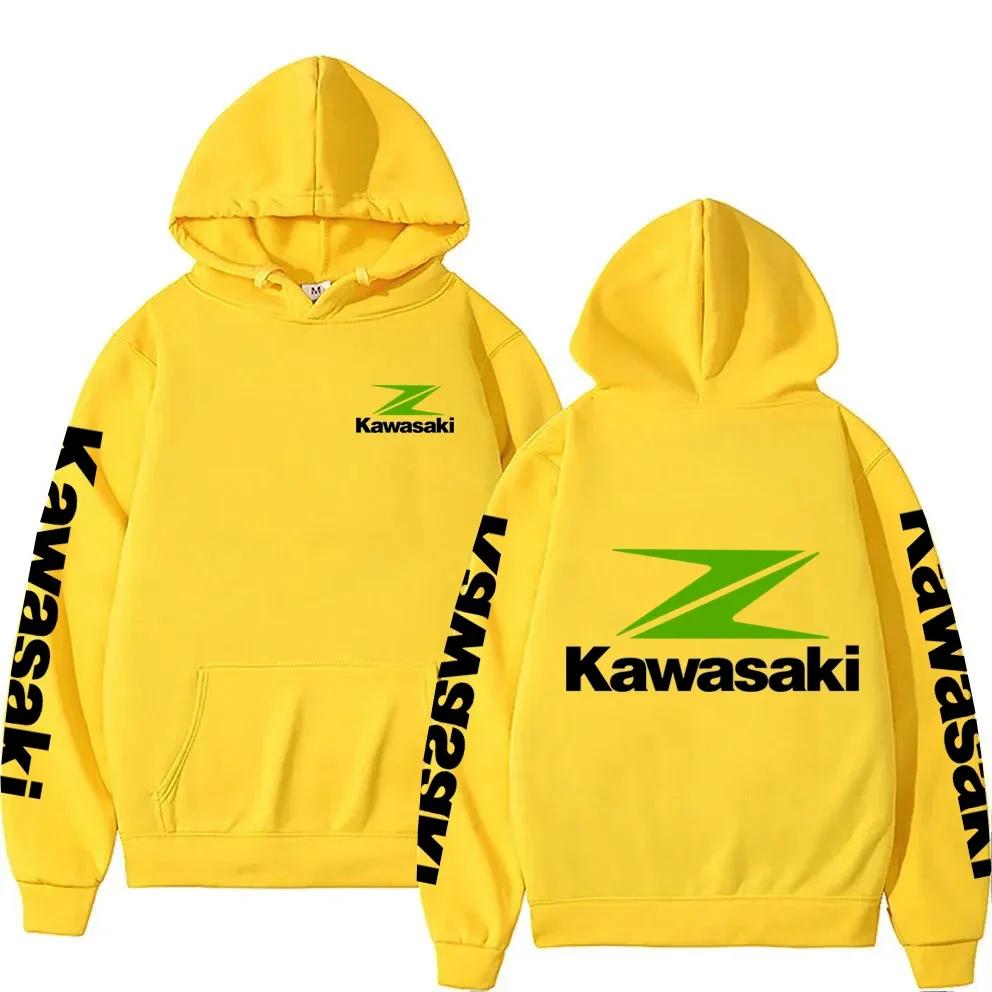 New Racing Suit, High-quality Kawasaki Logo Hooded Pullover, Fashionable Motorcyclele Uniform Rider Exquisite Stree