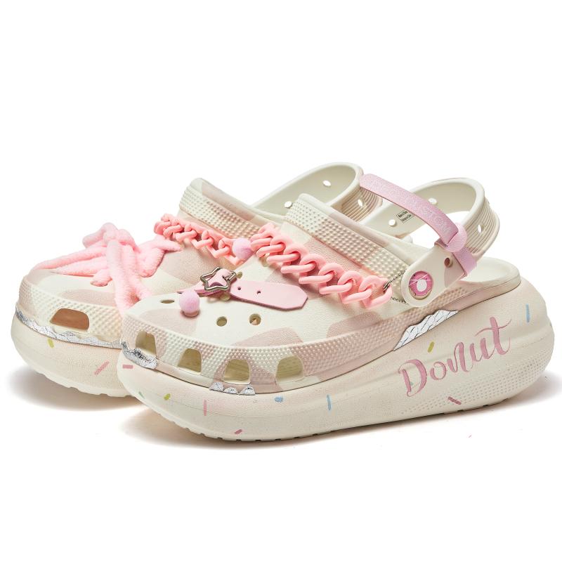 Crocs Crush Clog Da Vinci Custom Hoops Sweet and Exquisite Comfortable and Versatile Beach Non-Slip Hole Shoes Unisex Peach Pink
