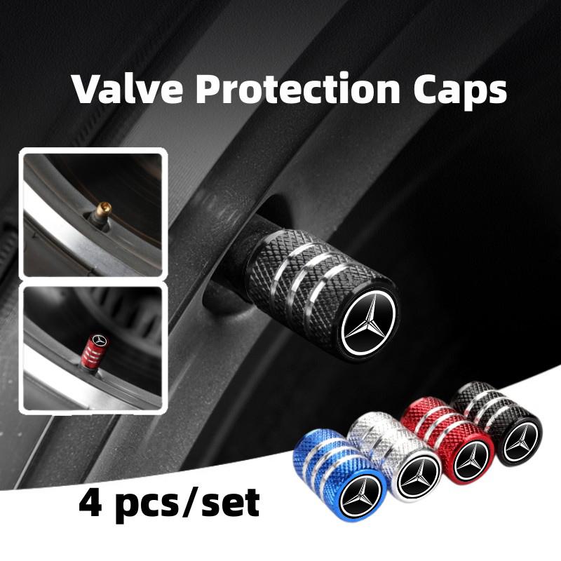 GLC GLB 4Pcs Metal Car Tire Valve Stems Cap Dustproof Cover Accessories For Benz AMG A C E S G Class W201 W210 W108 W204 W205 W