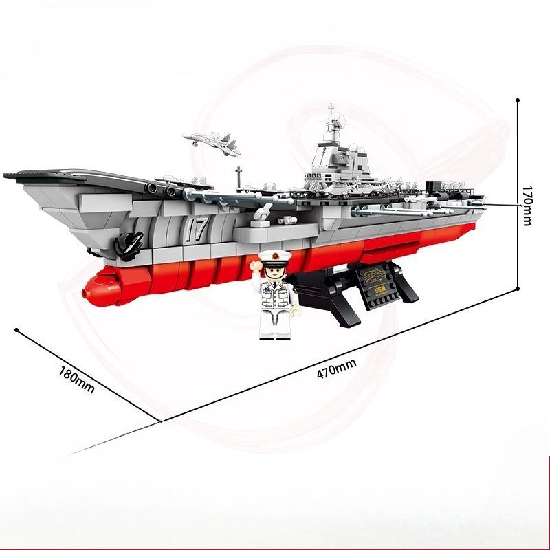 1165pcs Military Series Navy Shandong Aircraft Carrier Assembly Building Blocks Children's Toys No Box