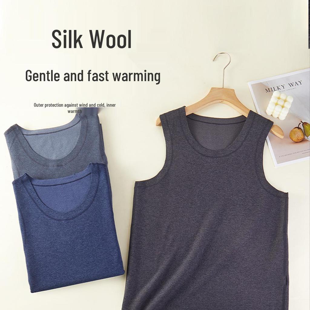 Męska Termiczna Bezszwowa Kamizelka z Podszewką z Jedwabnego Polaru 2025 Zima