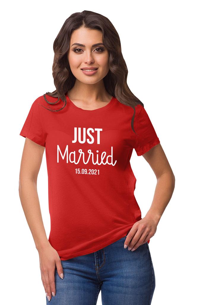 Inkdotpot Personalized Womens Tshirt Top Just Married Wedding  Announcement