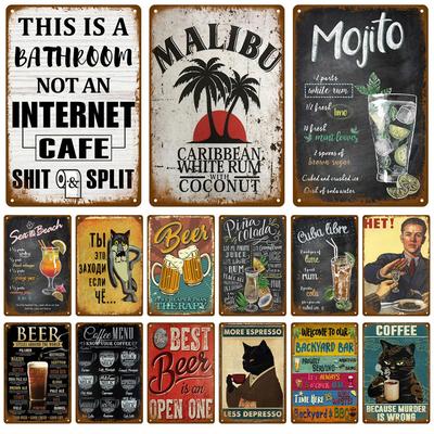 Decoração de Casa Vintage Sinal de Metal para Whiskey Placa Pub Retrô Álcool Sinal de Lata Arte de Parede de Cerveja Para Bar Pub Clube Man Cave Placa Decorativa