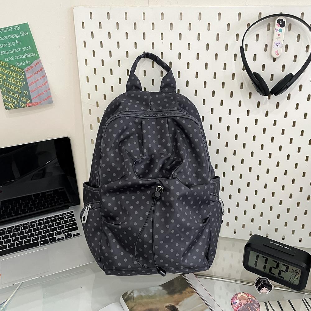 

Versatile Polka Dot Women s Backpack Lightweight Nylon Backpack Bag School Bag For Students Travel Use серый