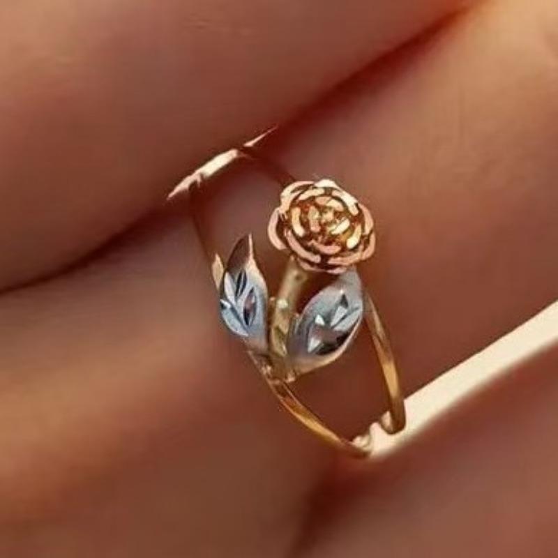 Fashion Creative Gold-Plated Flower Rose Ring For Women