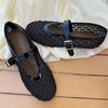 Schafsleder-Version~ Französisches Netz ausgehöhlte Sandalen atmungsaktive flache Mary Jane Schuhe mit flachem Ausschnitt Damen Einzelschuhe Sommer Fischernetzschuhe