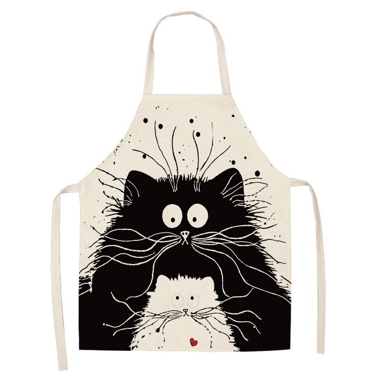 Nordic Cat Linen-Like Sleeveless Kitchen Apron