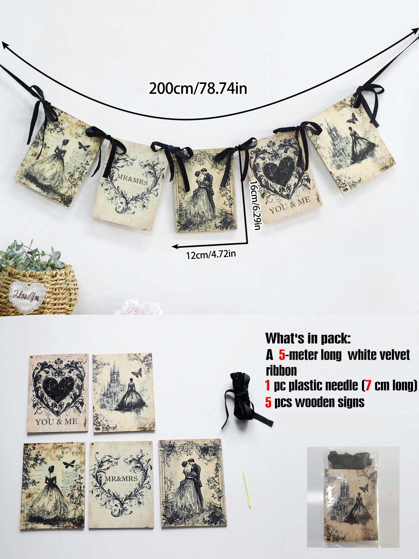 

Rustic Vintage Mr&Mrs Banner, Antique Bride&Groom Bunting, Gothic Wedding Decor, Bridal Shower Photo Prop, You&Me Hanging Decor