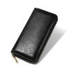 KASSAI Genuine Leather Long Wallet with Round Large and Coin Purse for Men and Women Zipper, Capacity, (Black)