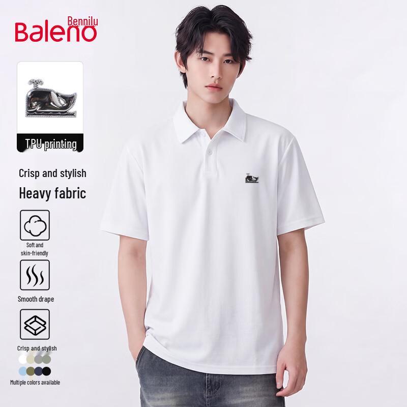 Baleno Men s Whale Print Waffle Knit Polo L