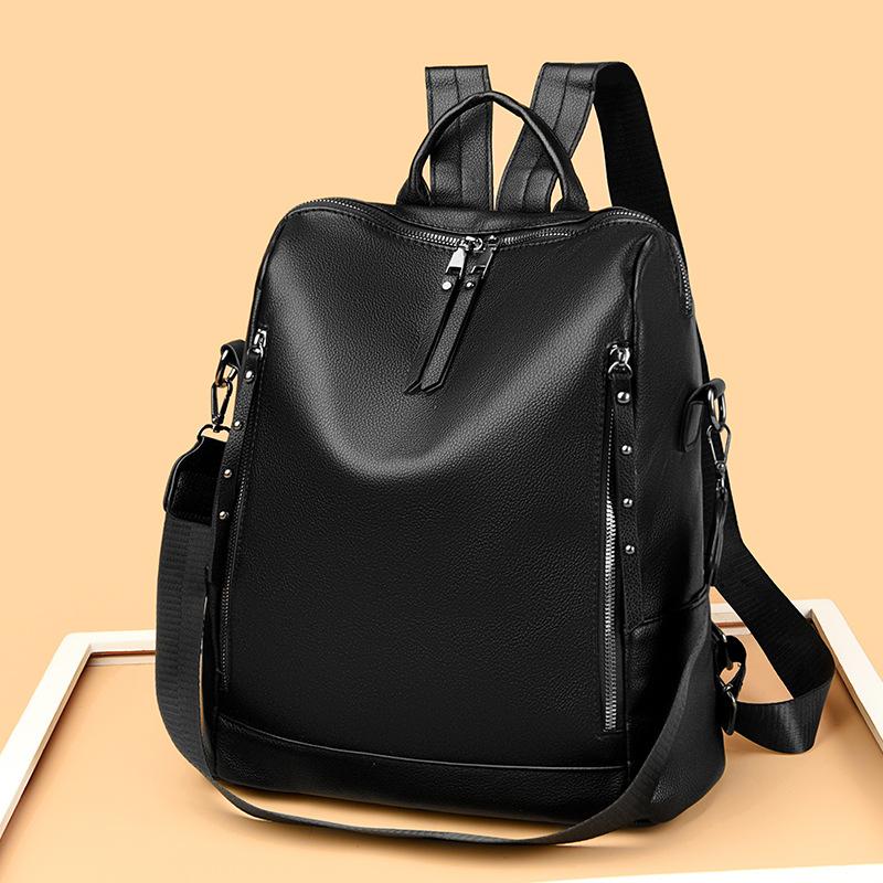 Damen-Rucksack, große Kapazität, Diebstahlschutz, weiches Leder, Reise-Schulter-Umhängetasche