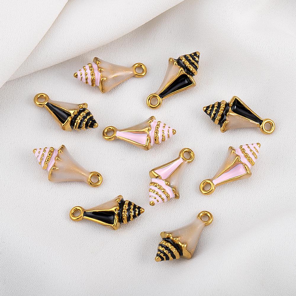 1piece Stainless Steel Pointed Conch Enamel Pendants DIY Summer Style Necklace Jewelry Accessories Clothing Decoration Supplies