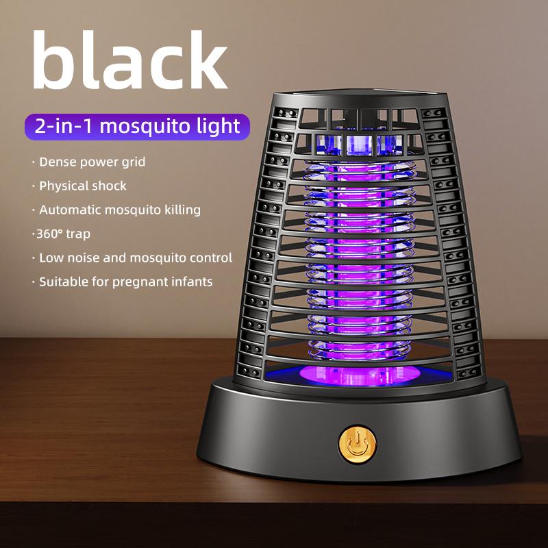 Electric Mosquito Lamp USB Charging Two-In-One Portable Mosquitoes Household Portable Indoor Outdoor Electric Shock Mosquito Killer USB Plug-in(1-2h) чёрный