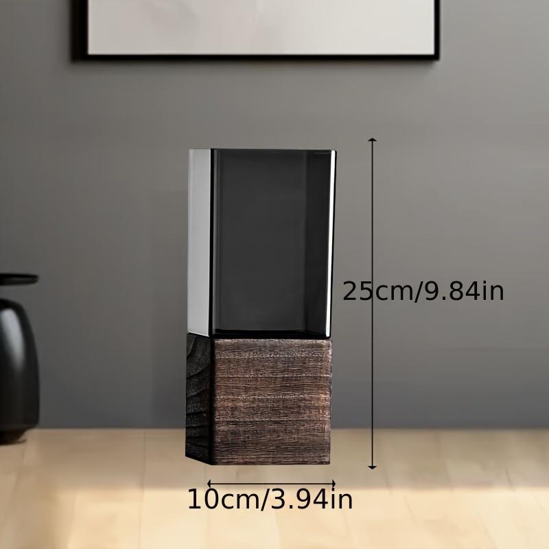 Elegant Nordic-Style Acrylic Vase with Wooden Base - Perfect for Living Room Decor & Floral Arrangements, Ideal Gift for