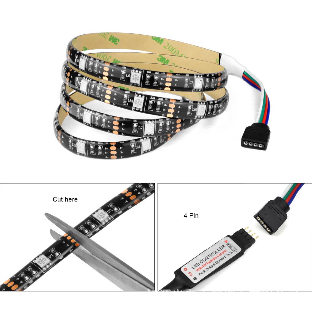 5V RGB LED Strip with Waterproof Drip Glue and 17-Key RF Controller (Seven Colors)