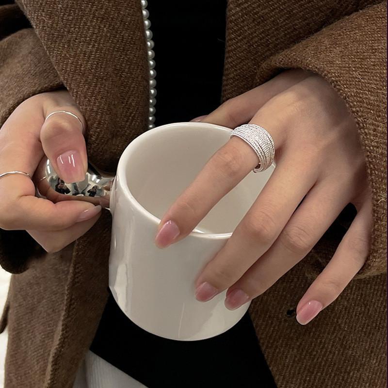 Exquisite Geometric Open Adjustable Copper Ring For Women In Vintage Minimalist Style