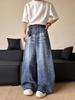 Unisex High Waist Barrel Jeans Loose Fit Streetwear Wide Leg Jeans Vintage American Zip Fly Stretch Denim Trousers