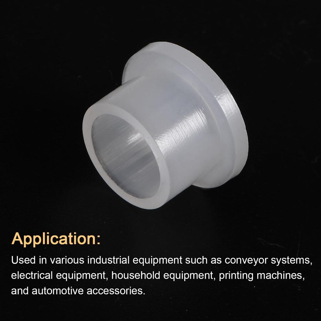 uxcell 4pcs Flanged Sleeve Bearing Plastic Bushing 10.2mm Inner Diameter x 13mm Outside Diameter x 10.1mm Length Nylon Bushing White