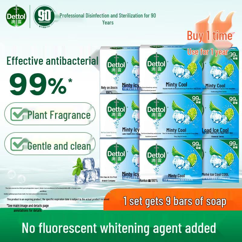 Dettol Mint Ice Cool Healthy Soap Bars (9 x 105g)