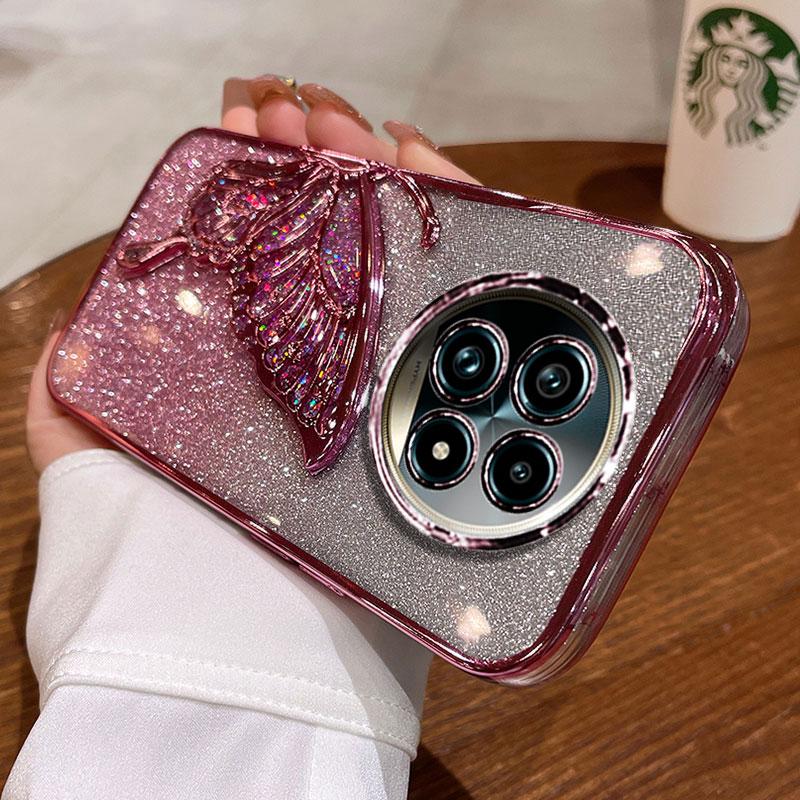 Realme 13+ Case Luxury,Bling Quicksand Butterfly Case For OPPO Realme 13 12 11 Pro Plus 12X Note 50 60 Shockproof Cover Realme13