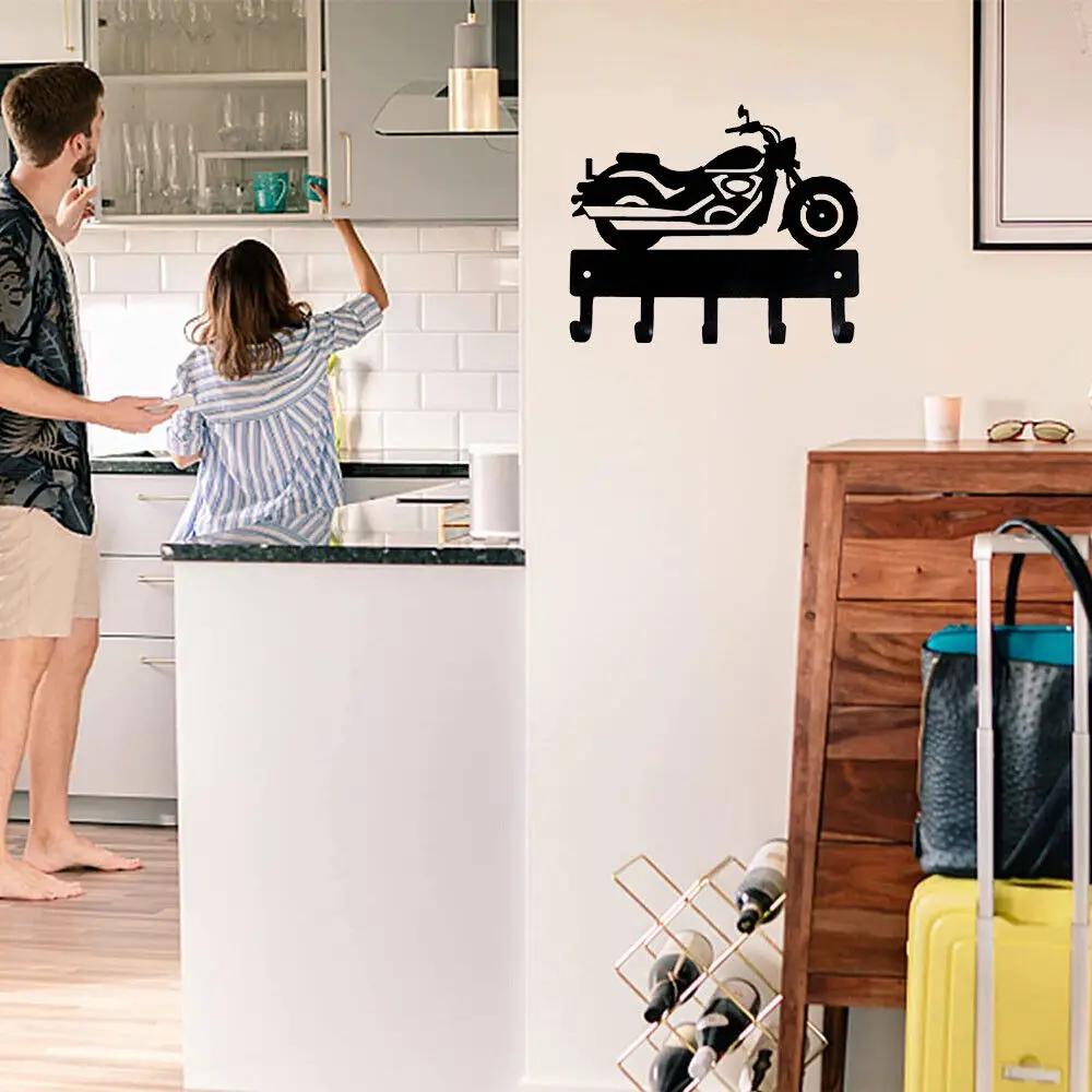 Kryssarmotorcykel Nyckelhållare Hängare Nio Tum Bred Metall Väggkonst Badrumshållare Organizer Förvaring Nio Tum Motorcykel