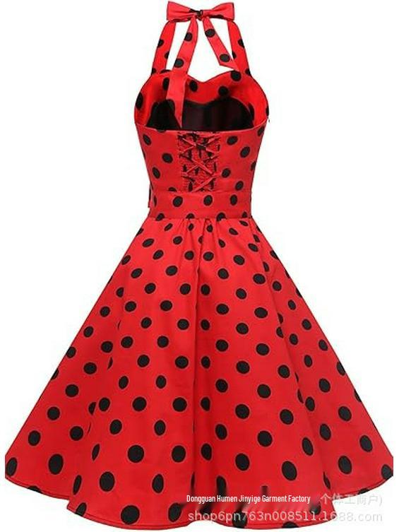 2026 Women's Summer Backless Halter Dress with Retro Print
