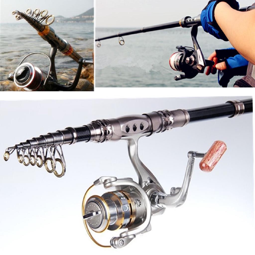 1.8M 5.9Ft Telescopic Carbon Fiber Fishing Rod Travel Spinning Fishing Pole