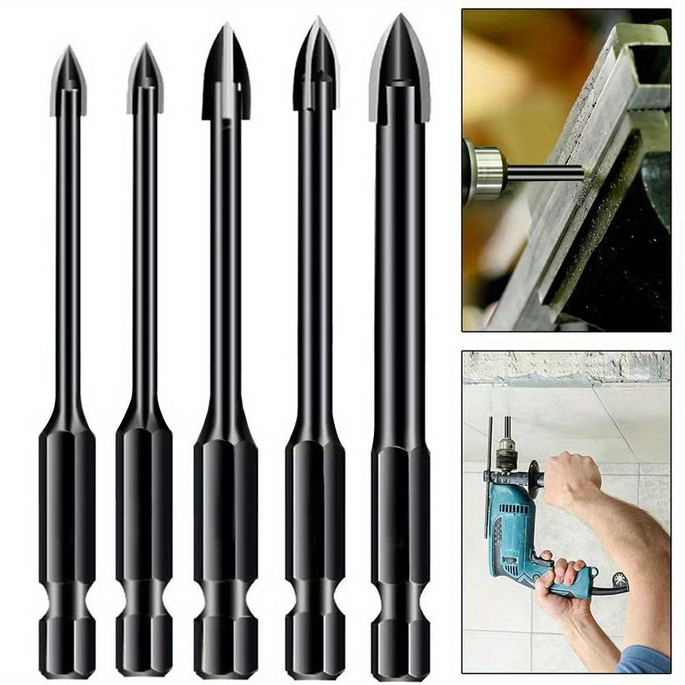 Universal Drilling Tool, Hexagonal Handle Cross Boring Triangle Bit, Glass Ceramic Woodworking Power Tool, Cross Spear Bit 3/4/5/6/8 Mm