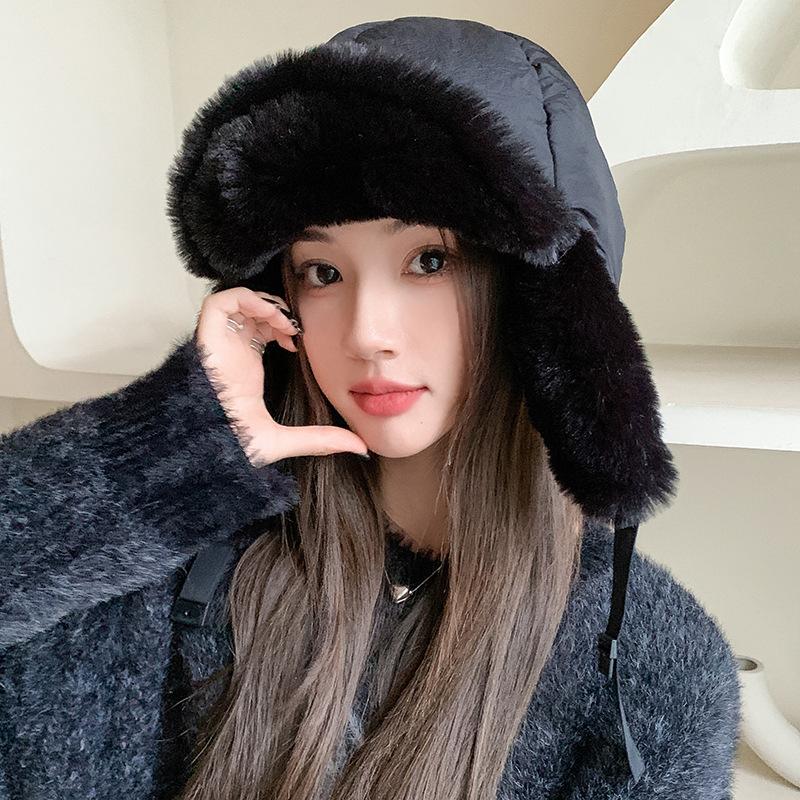 Cute and Sweet Warm Hat for Women's Winter Outdoor Thick Ear Protection Ski Hat Korean Edition Warm Plush Hat