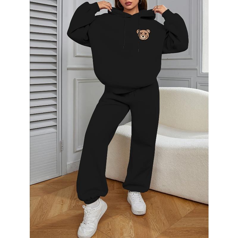 Полиэстеровый спортивный костюм: Толстовка и свободные вязаные брюки для спортзала L чёрный