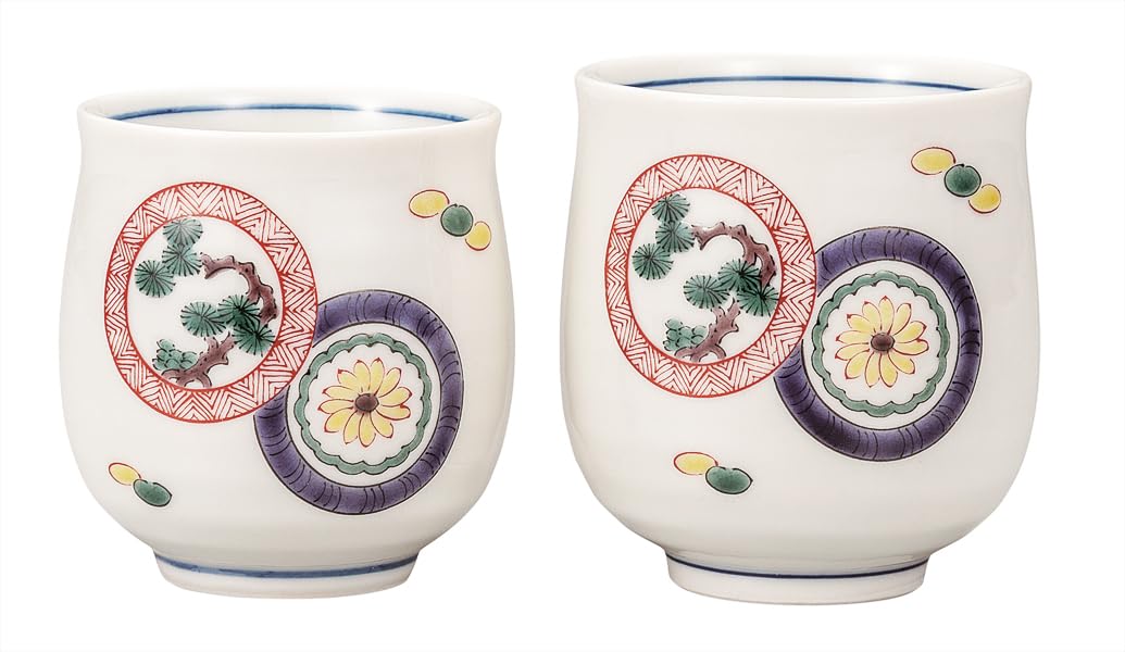 

Nakamaru Kutani Ware Set of Teacups - Round Design K9-792