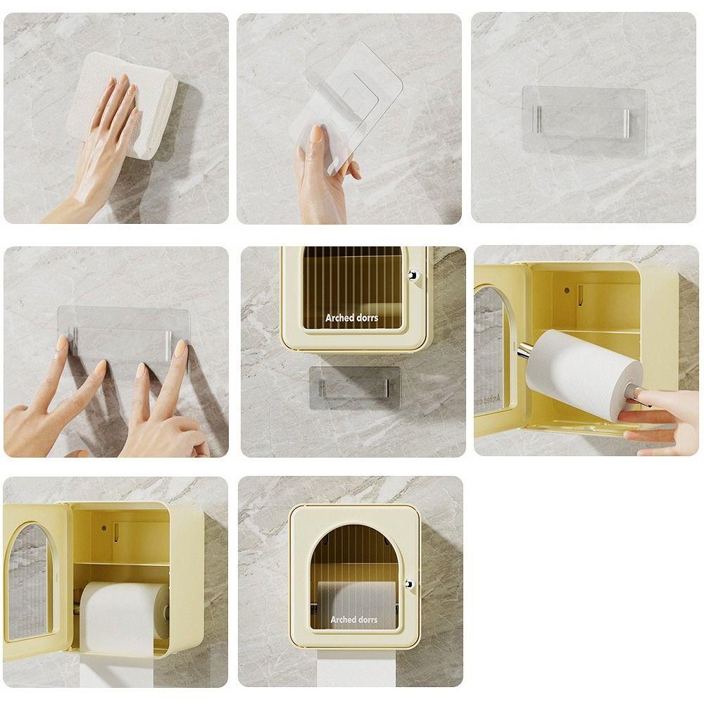 Splash-Proof Paper Towel Box Wall-Mounted Tissue Holder Creative Toilet Paper Rack for Home