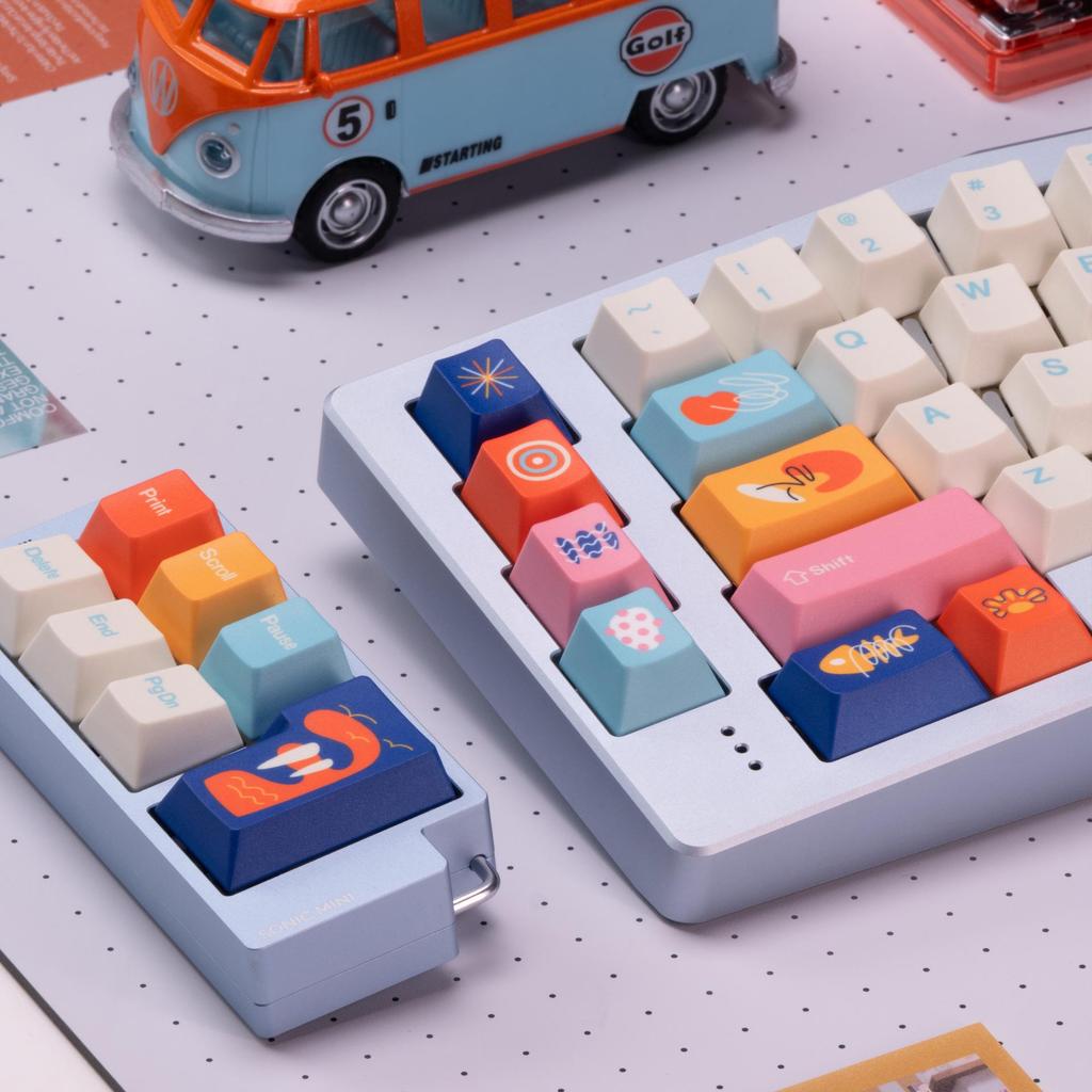 Wuxian Village Retro PBT Keycaps - Durable, Five-Sided Dye-Sub, Cross Stem